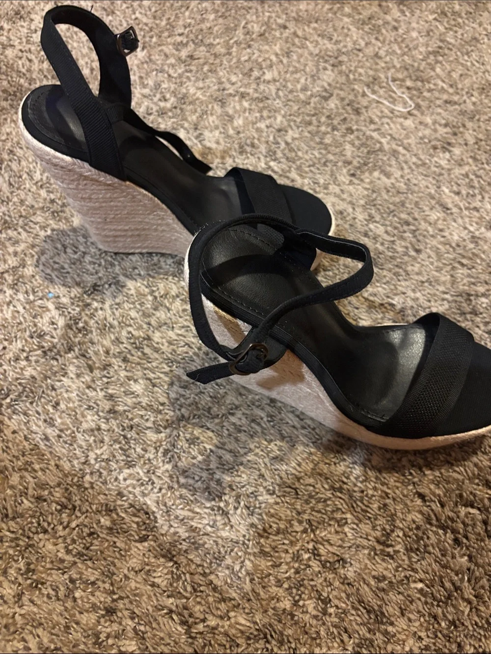 Black Espadrille Wedge Sandals - Women's Summer Heels